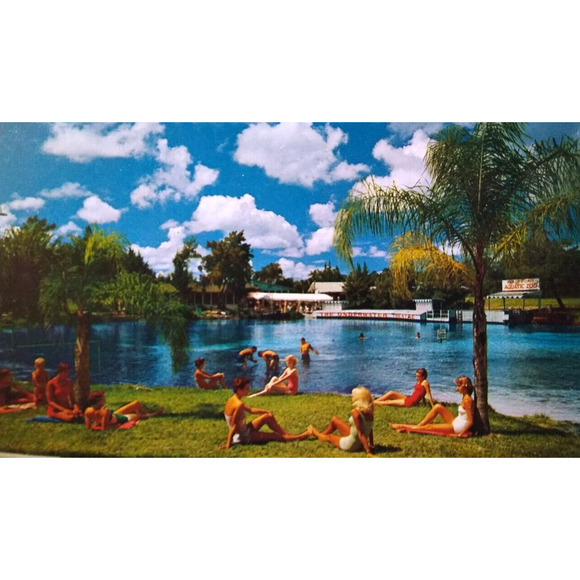 Weeki Wachee Spring Florida Postcard Swimsuit Ladies Underwater Theater Chrome - Picture 1 of 3
